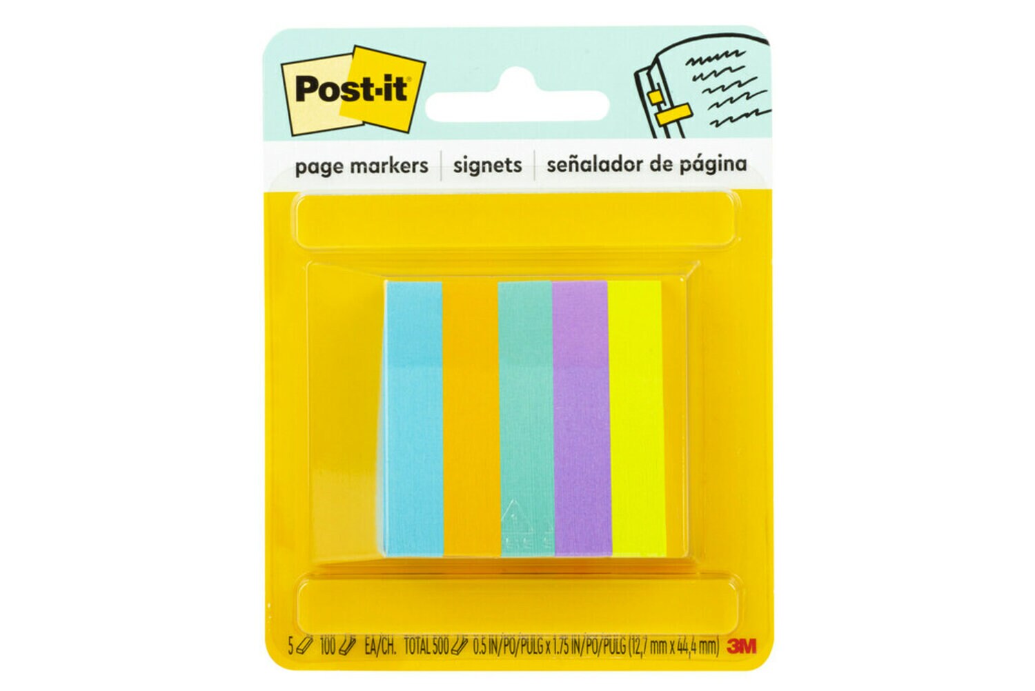 7100036471 - Post-it Page Marker 671-4AU, Assorted Colors, 7/8 in x 2 7/8 in x (22.2 mm x 73 mm), 100% PEFC, SGSCH-PEFC-COC-110078
