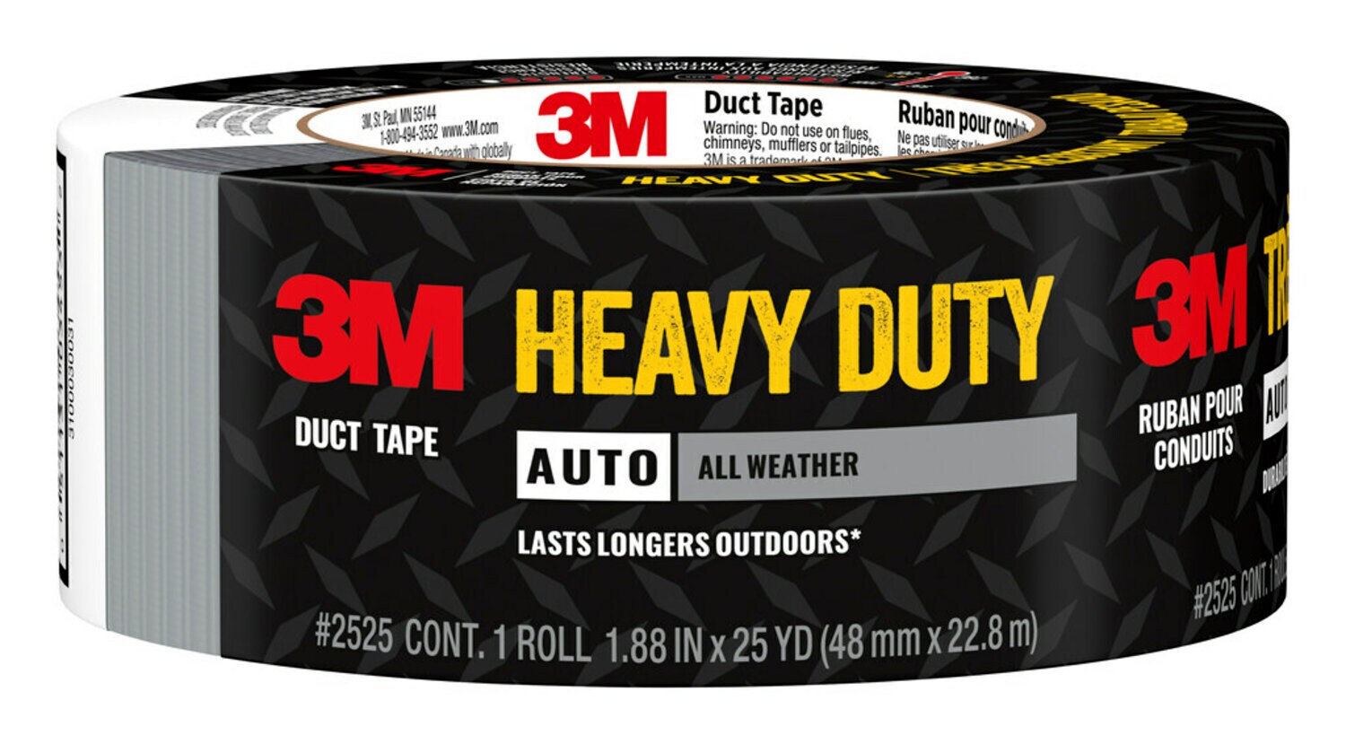 7100281170 - 3M Automotive Heavy Duty All Weather Duct Tape 2525-NA, 1.88 in x 25 yd (48 mm x 22.8 m), 6 rls/cs