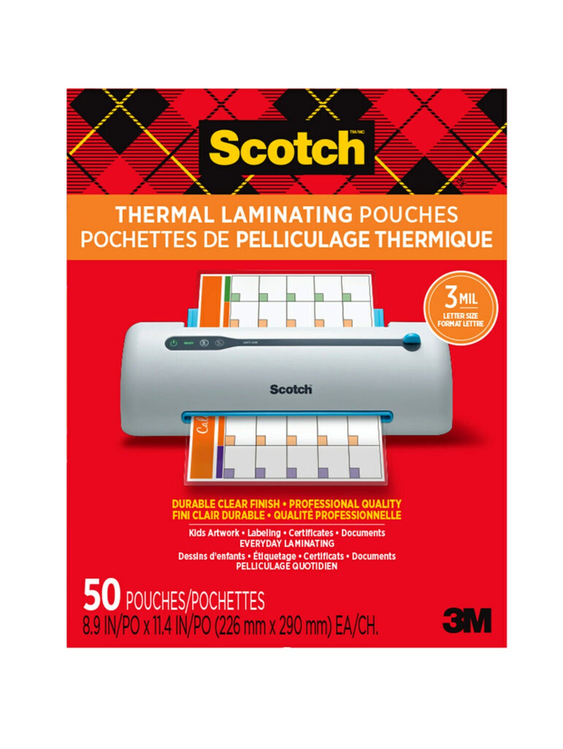 7100234260 - Scotch Thermal Pouches TP3854-50EF, 8.9 in x 11.4 in (228 mm x 291 mm), Letter Size