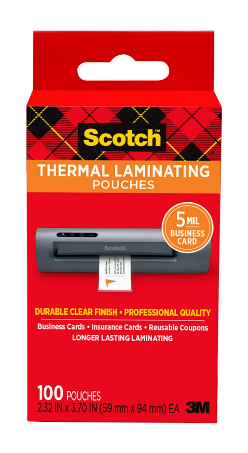 7010295089 - Scotch Thermal Pouches TP5851-100, 2.32 in x 3.70 in (59 mm x 94 mm) Business Card 100 pack