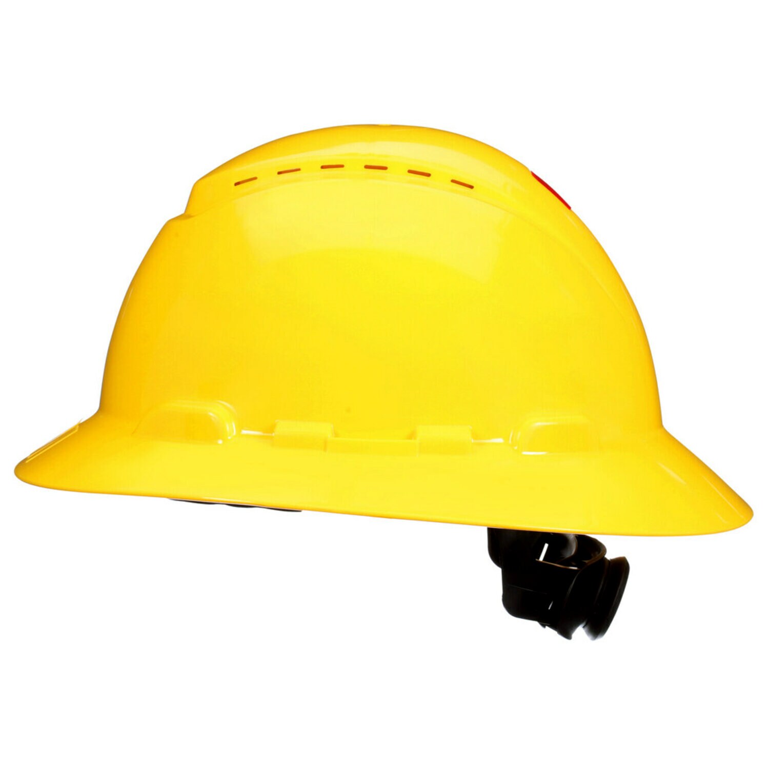 7100240010 - 3M SecureFit Full Brim Hard Hat H-802SFV-UV, Yellow, Vented, 4-Pt Pressure Diffusion Ratchet Suspension, with UVicator, 20 ea/CS