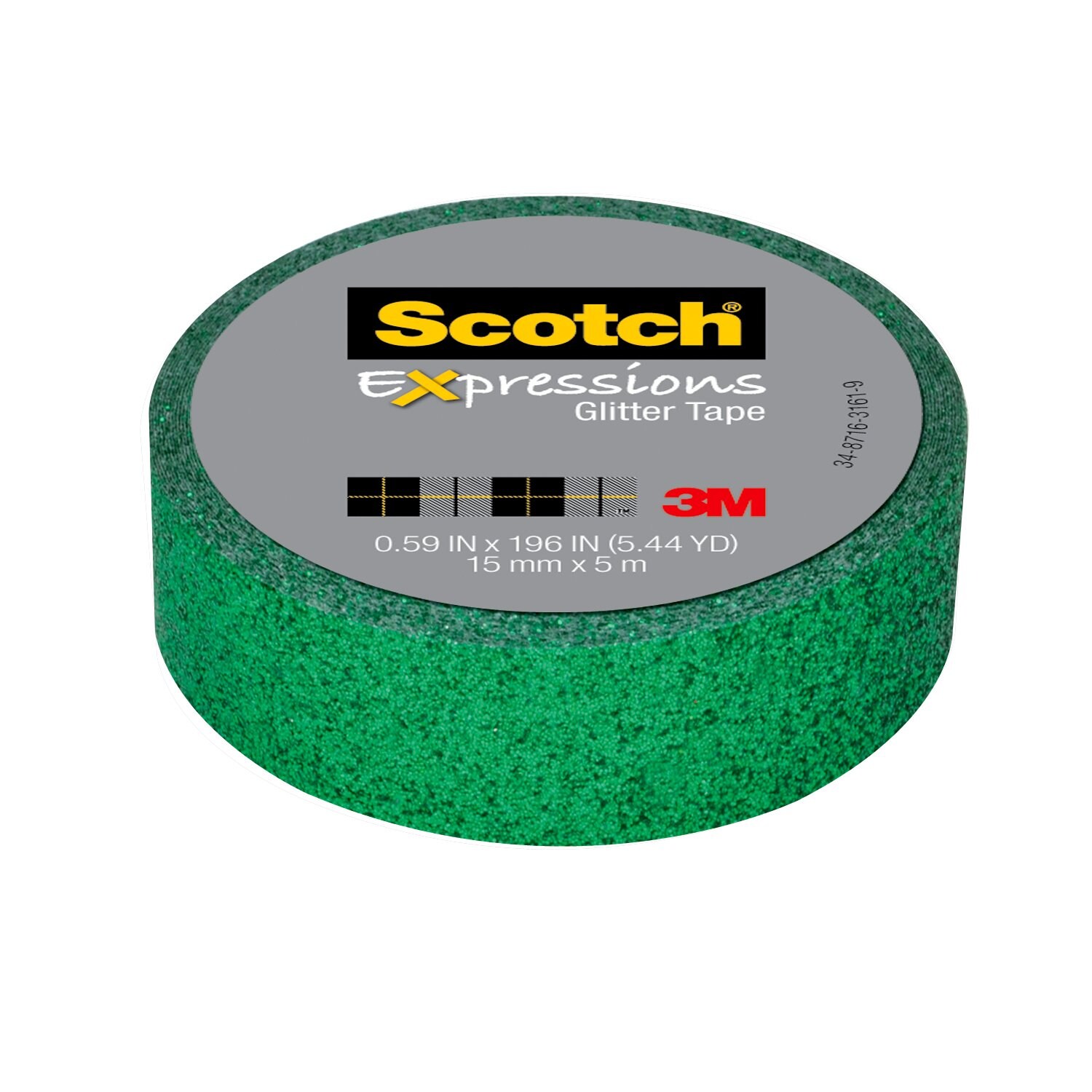 7010332948 - Scotch Expressions Glitter Tape C514-GRN2, .59 in x 196 in (15 mm x 5
m) Dark Green Glitter
