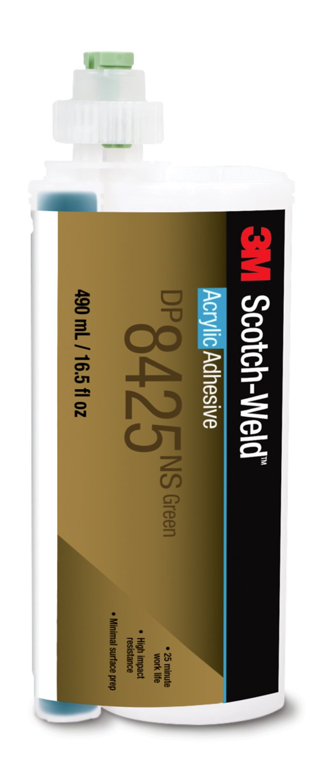 7100078166 - 3M Scotch-Weld Acrylic Adhesive DP8425NS, Green, 490 mL Duo-Pak, 6/Case