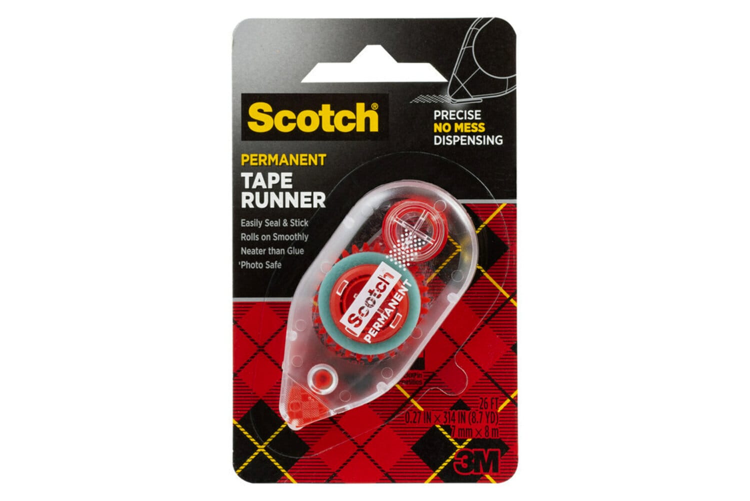 7100273504 - Scotch Dbl Sided Tape Runner 6061, 0.27 in x 26 ft (7 mm x 8 m)