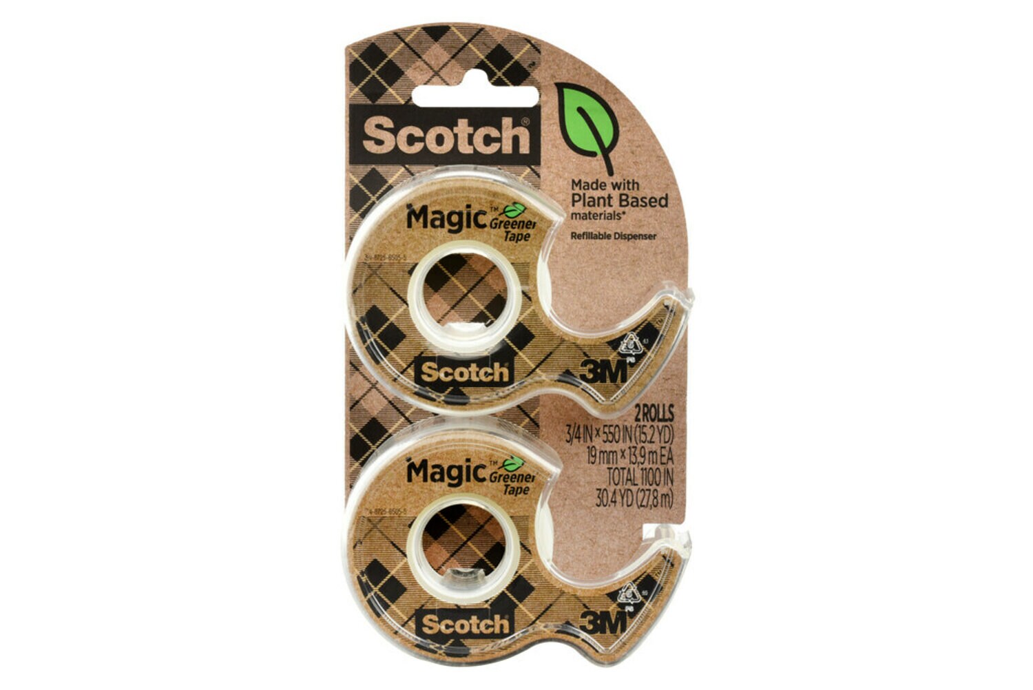 7100282780 - Scotch Magic Greener Tape 123DM-2-EF, 0.75 in x 550 in (19 mm x 13.9 m)