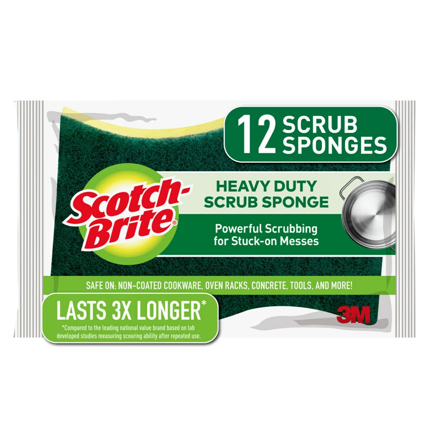 7100253887 - Scotch-Brite Heavy Duty Scrub Sponge HD3-SIOC, 4.4 in x 2.6 in x 0.7 in (111 mm x 66 mm x 17 mm)