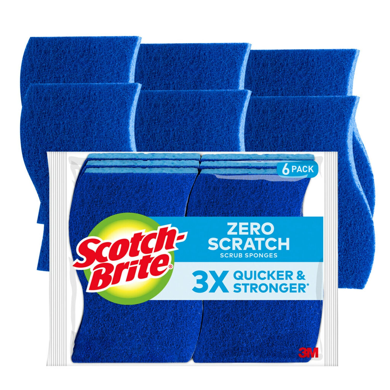 7100282600 - Scotch-Brite Zero Scratch Scrub Sponge 526-6, 4.4 in x 2.6 in x 0.7 in (111 mm x 66 mm x 17 mm), 6/6