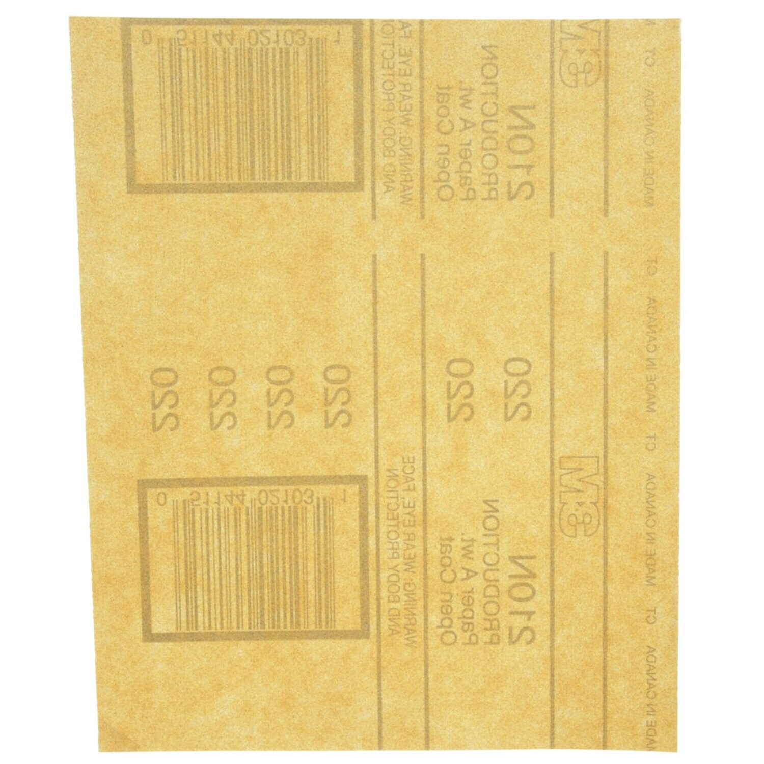 7100293076 - 3M Aluminum Oxide Sandpaper 99401NA-M, 9 in x 11 in, 220 grit