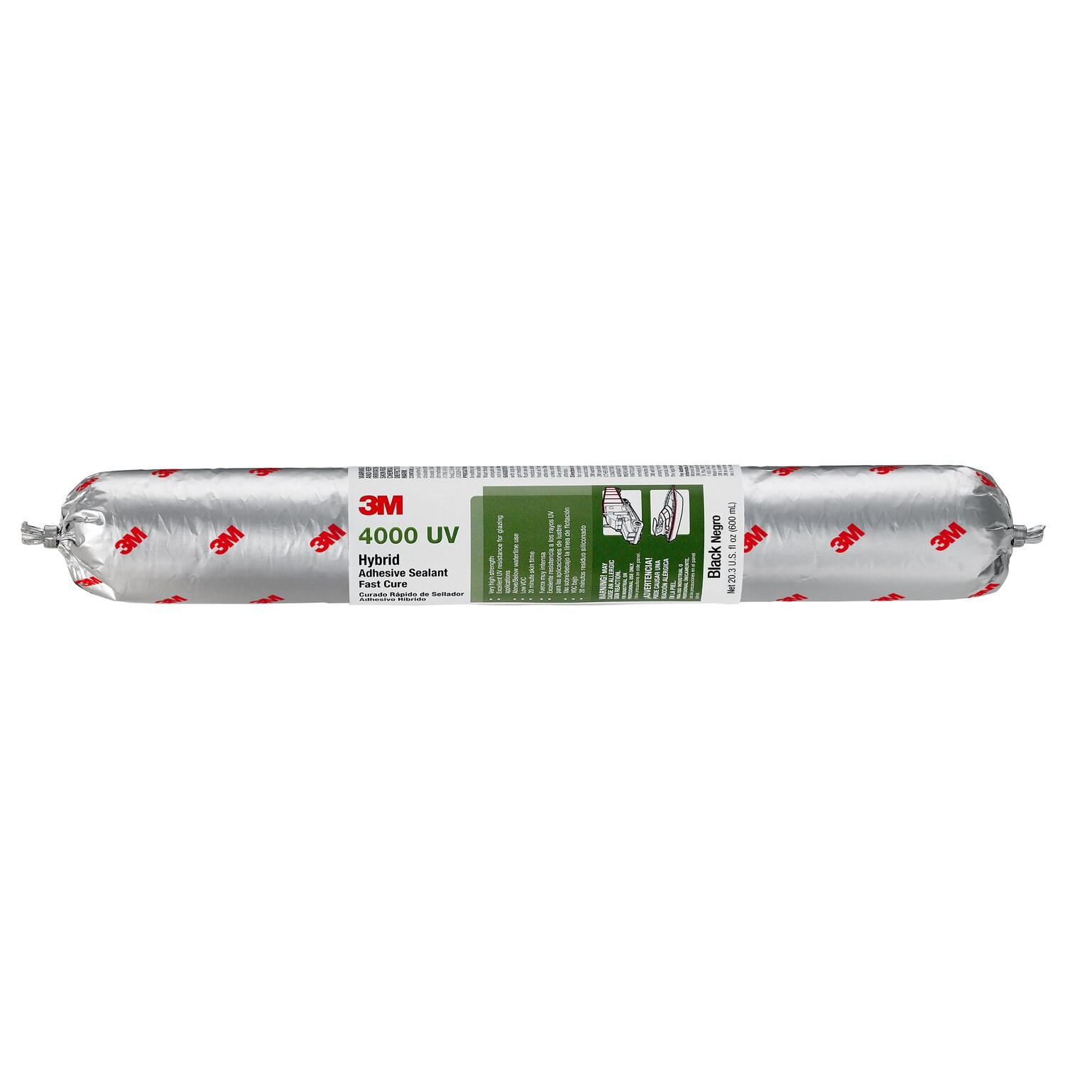 7010309931 - 3M Marine Adhesive Sealant 4000UV, Black, 600 mL Sausage Pack, 12/Case