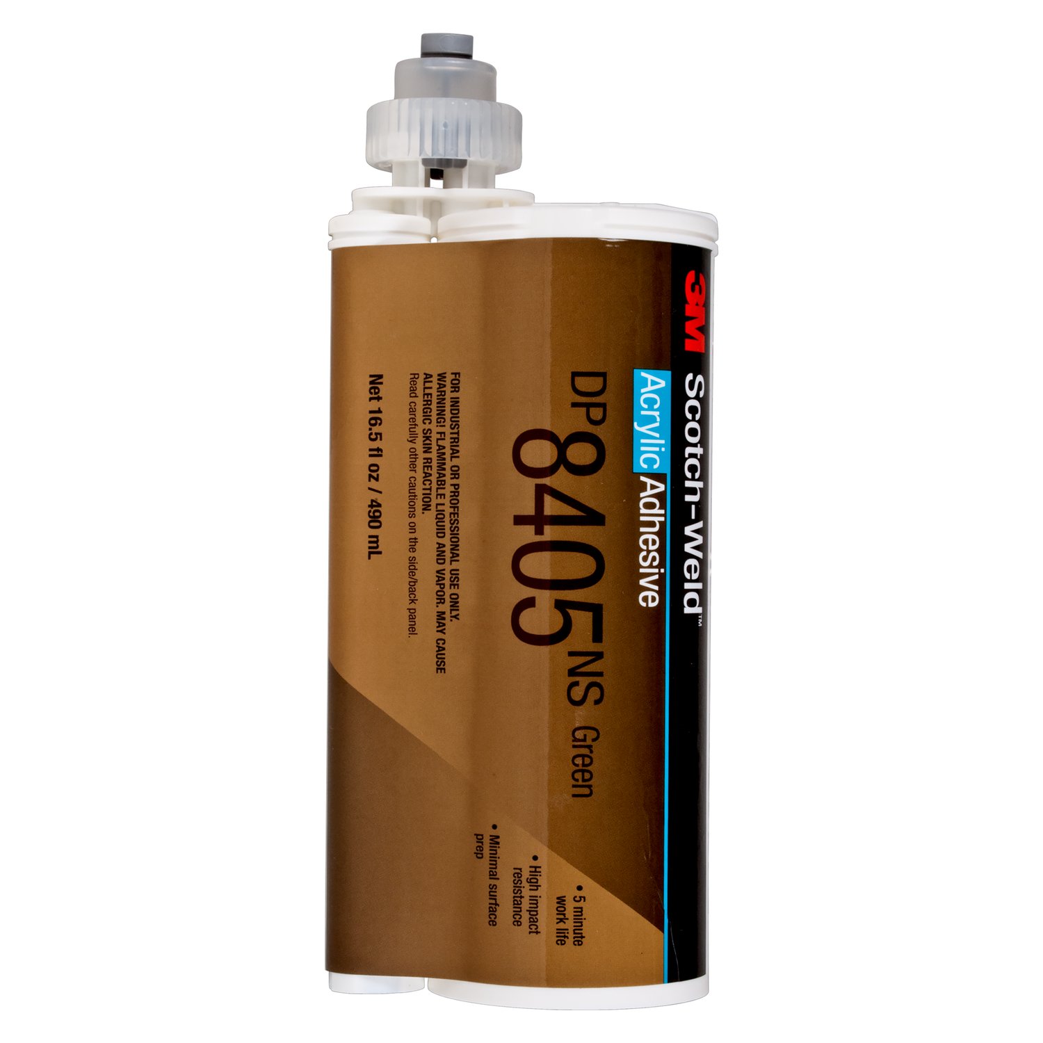 7100011056 - 3M Scotch-Weld Acrylic Adhesive DP8405NS, Green, 490 mL Duo-Pak, 6/Case