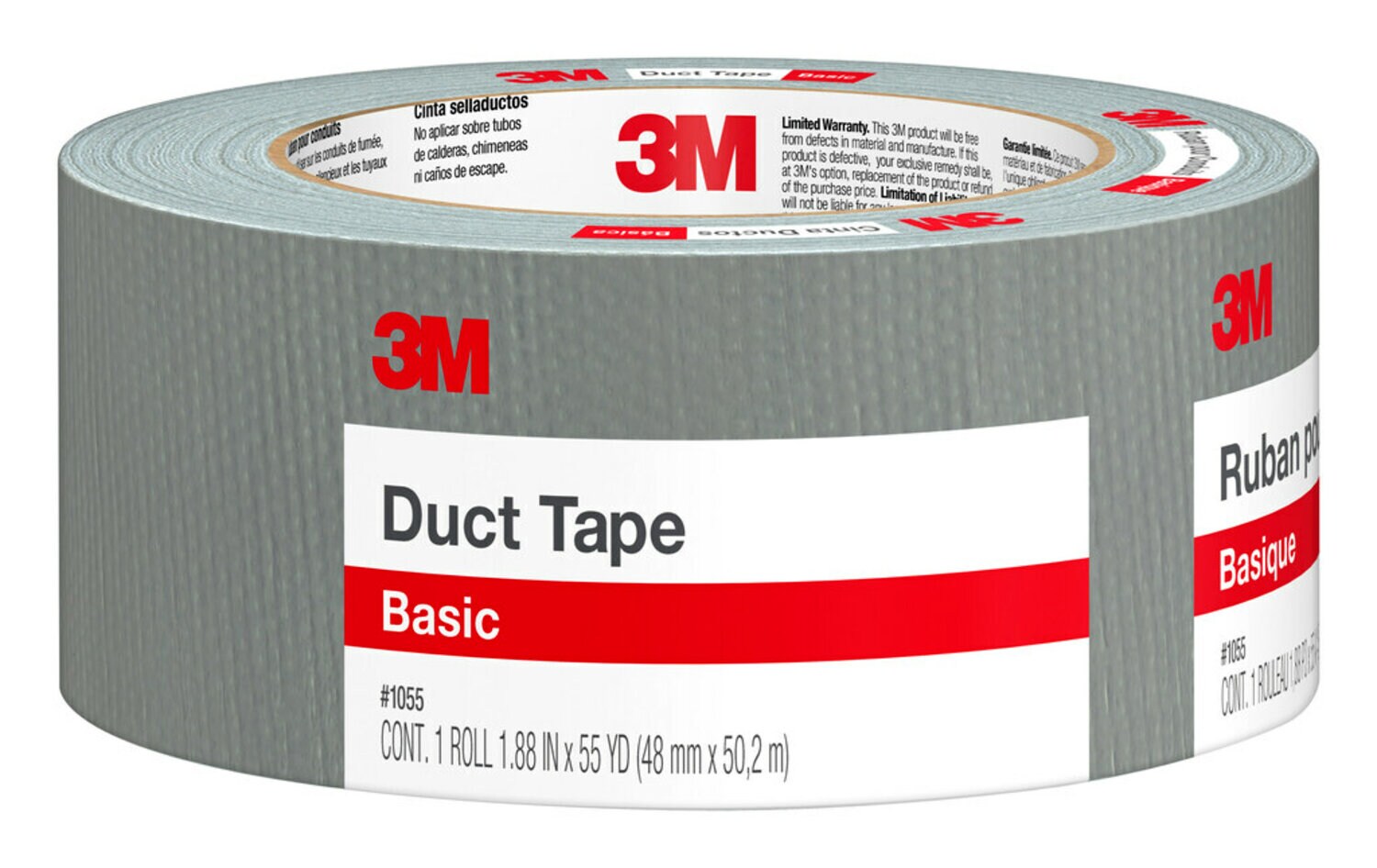 7100064459 - 3M Basic Duct Tape 1055, 1.88 in x 55 yd (47.7 mm x 50.2 m), 24 rolls/case