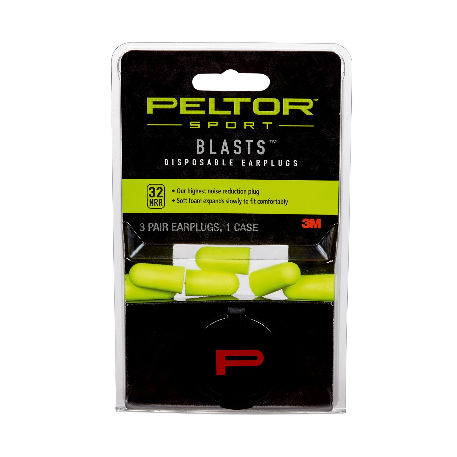 7010312971 - Peltor Sport Blasts Disposable Earplugs 97080-10C, 3 Pair Pack, Neon Yellow