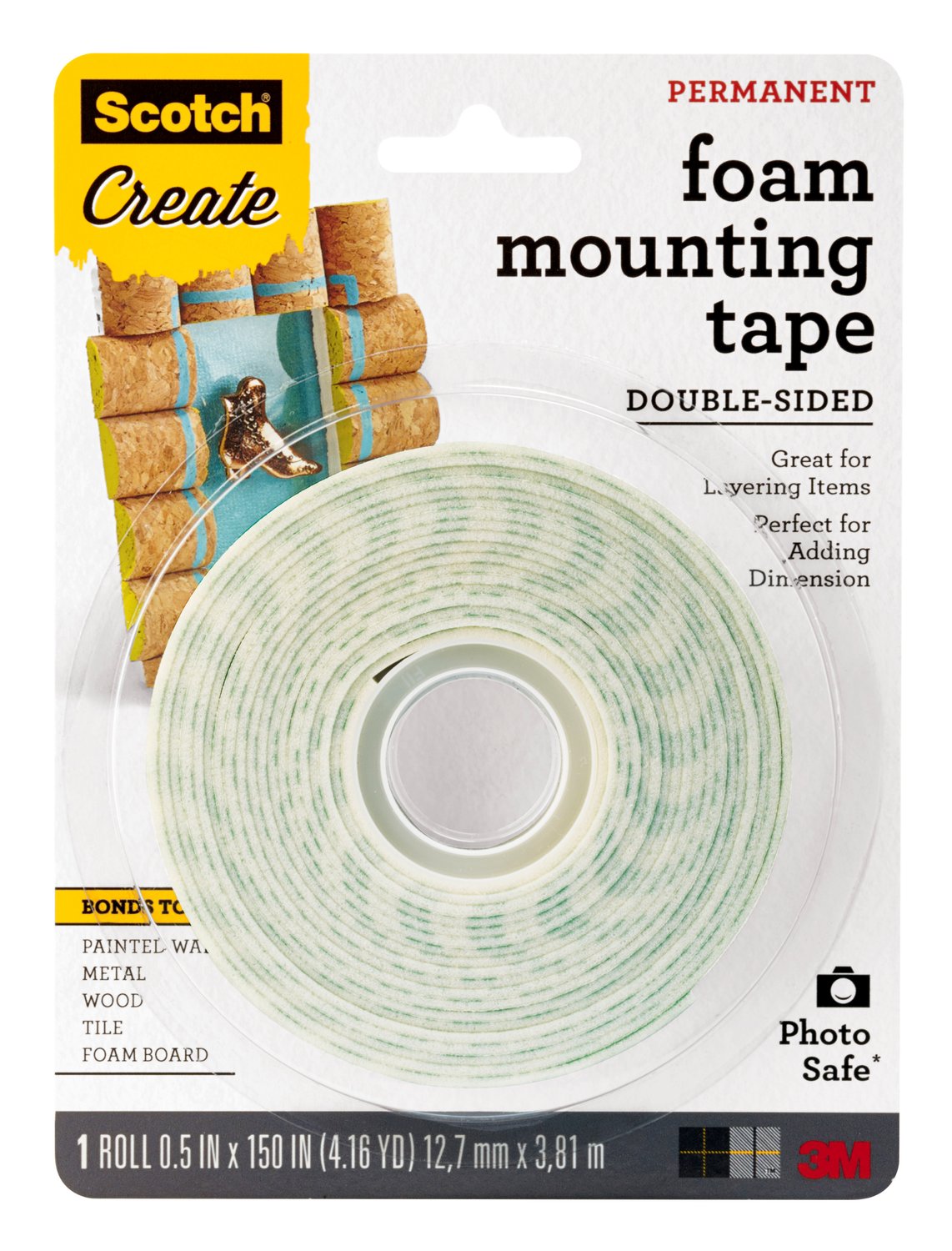 7010336421 - Scotch Foam Mounting Tape 4013-CFT, 1/2 in (1.27 cm)