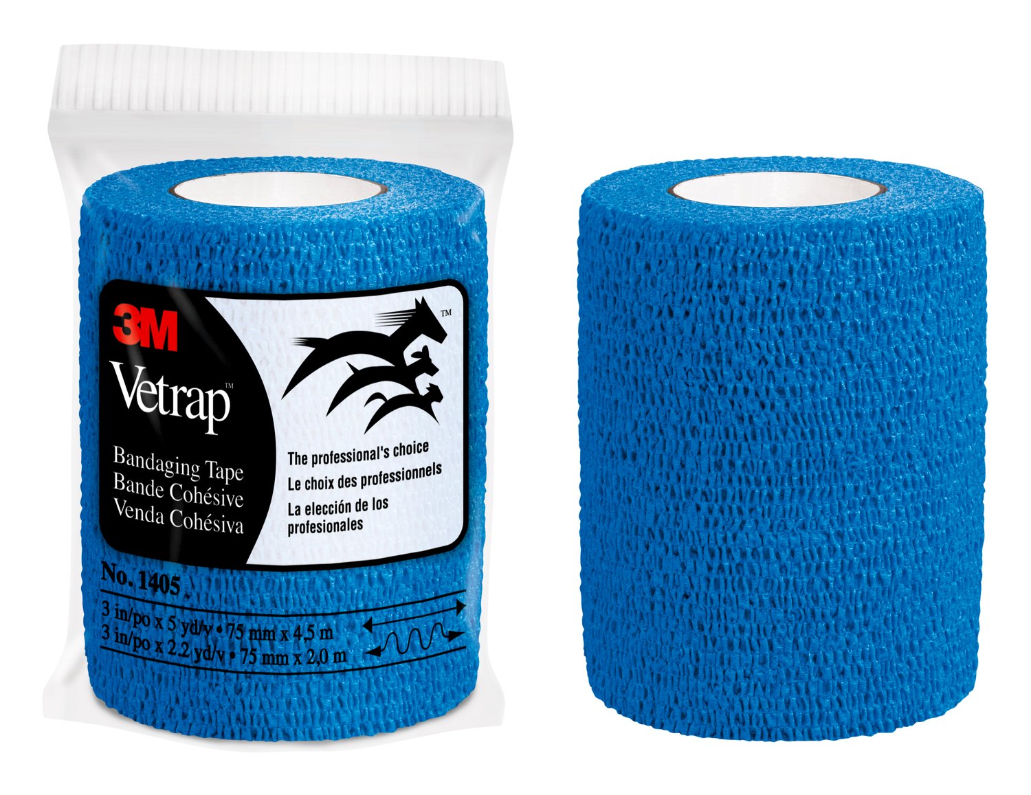 7100032613 - 3M Vetrap Bandaging Tape 1405B BULK, 3 in x 5 yd (75 mm x 4,5 m)