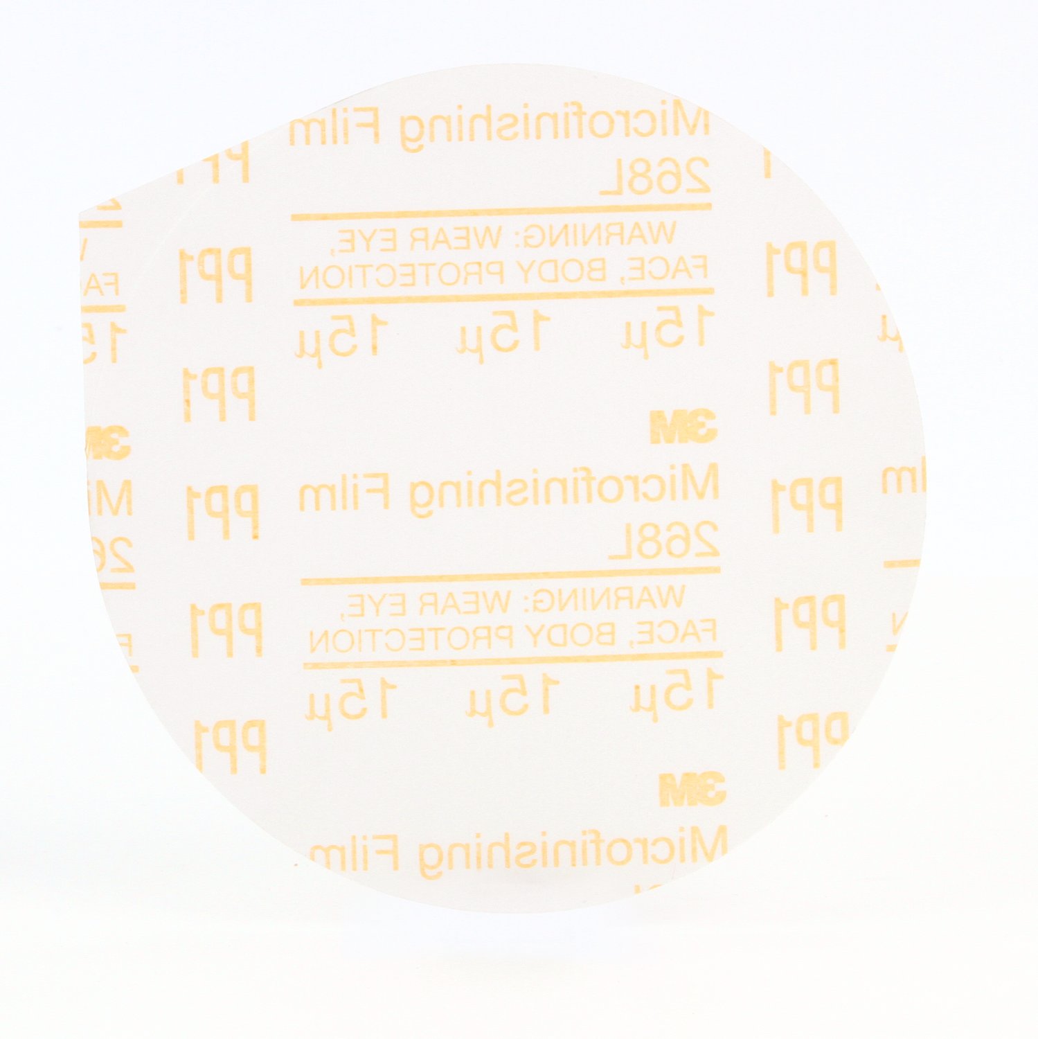 7000118195 - 3M Microfinishing PSA Film Disc 268L, 15 Mic 3MIL, Type D, 5 in x NH, Die 500X, 25/Bag, 500 ea/Case