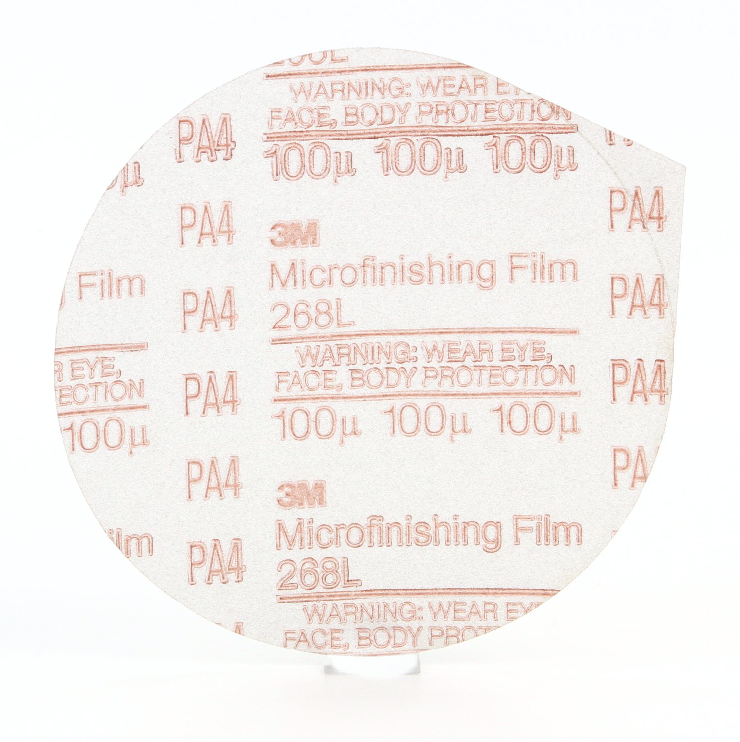 7010325496 - 3M Microfinishing PSA Film Disc 268L, 100 Mic 3MIL, Type D, 5 in x NH,
Die 500X, 25/Pac, 500 ea/Case