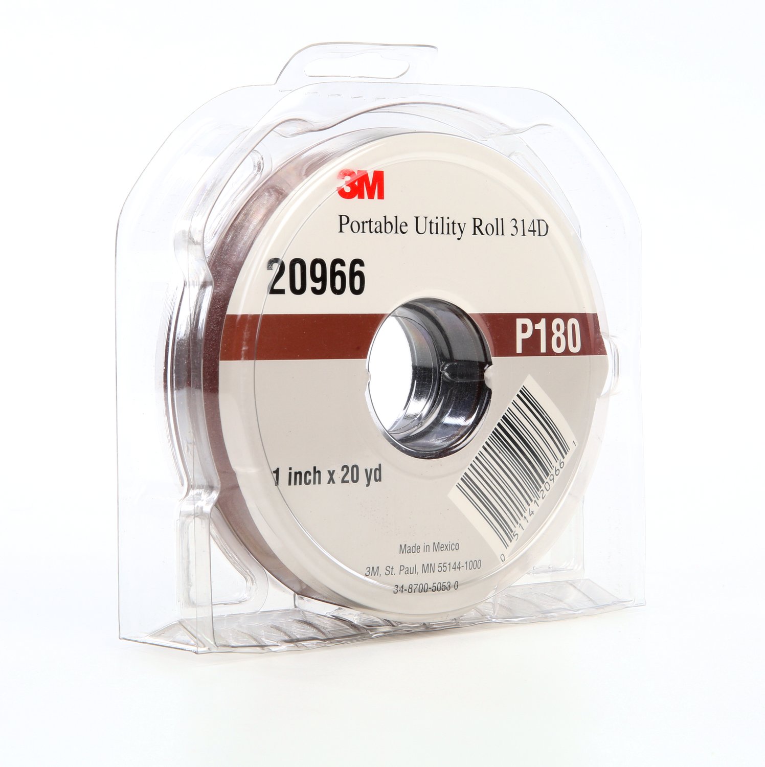 7010326034 - 3M Portable Utility Cloth Roll 314D, P180 J-weight, 1 in x 20 yd, 5 ea/Case