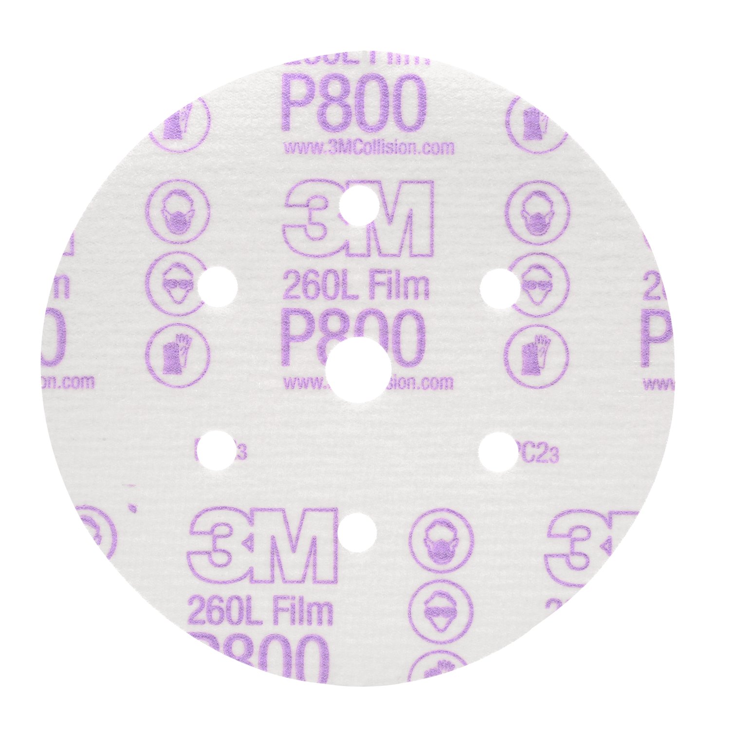 7000045431 - 3M Hookit Finishing Film Abrasive Disc 260L, 01070, 6 in, Dust Free, P800, 100 discs per carton, 4 cartons per case