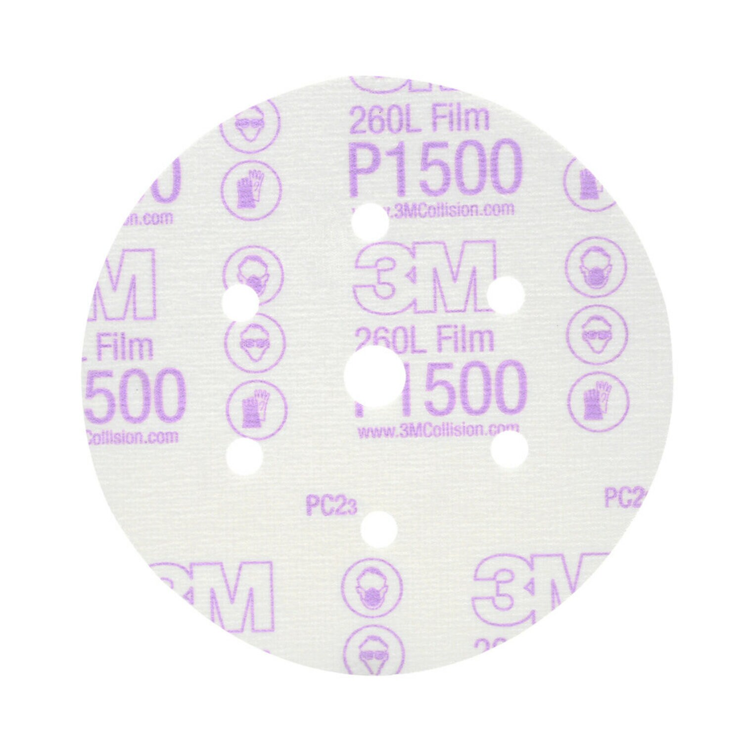 7000119694 - 3M Hookit Finishing Film Abrasive Disc 260L, 01050, 6 in, Dust Free,
P1500, 100 discs per carton, 4 cartons per case