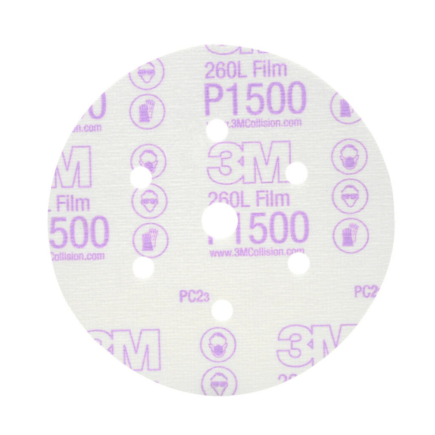 7000119694 - 3M Hookit Finishing Film Abrasive Disc 260L, 01050, 6 in, Dust Free, P1500, 100 discs per carton, 4 cartons per case