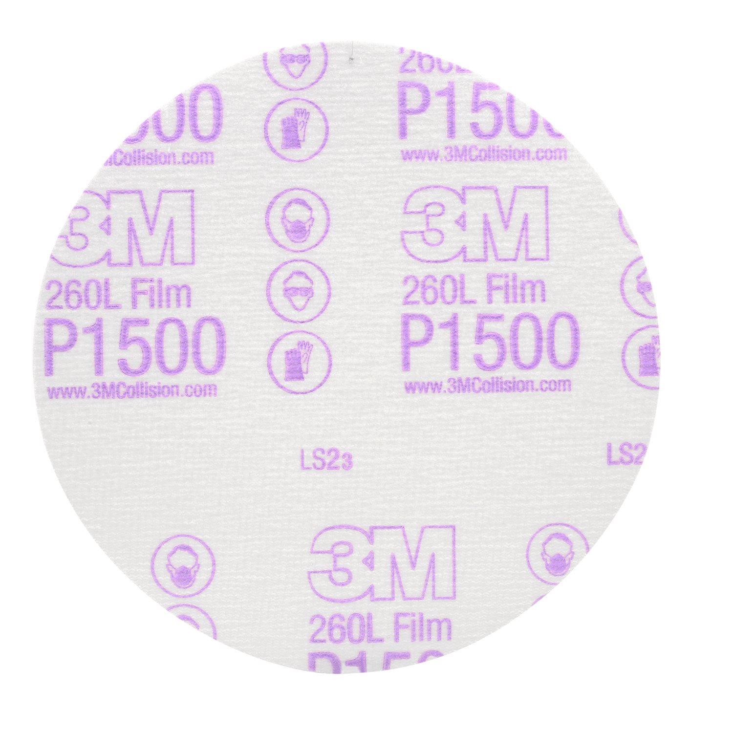 7000000566 - 3M Hookit Finishing Film Abrasive Disc 260L, 00950, 6 in, P1500, 100 discs per carton, 4 cartons per case