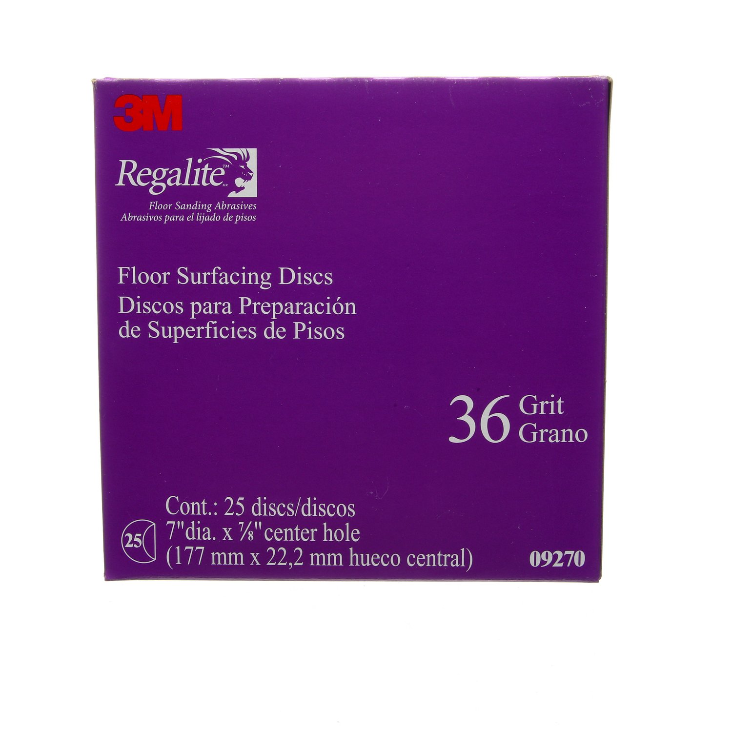 7010384122 - 3M Regalite Floor Surfacing Discs 09270, 7 in x 7/8 in, 752I, 36 Grit,
200/case