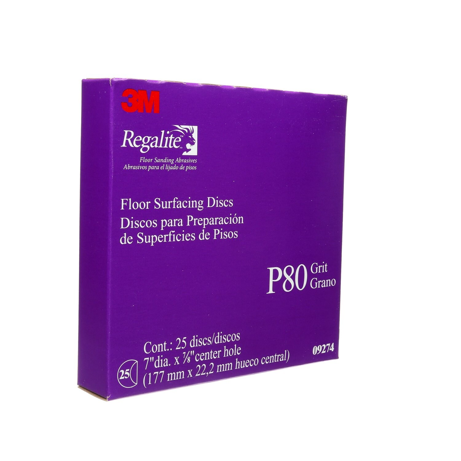 7010384124 - 3M Regalite Floor Surfacing Discs 09274, 7 in x 7/8 in, 752I, P80 Grit, 200/case