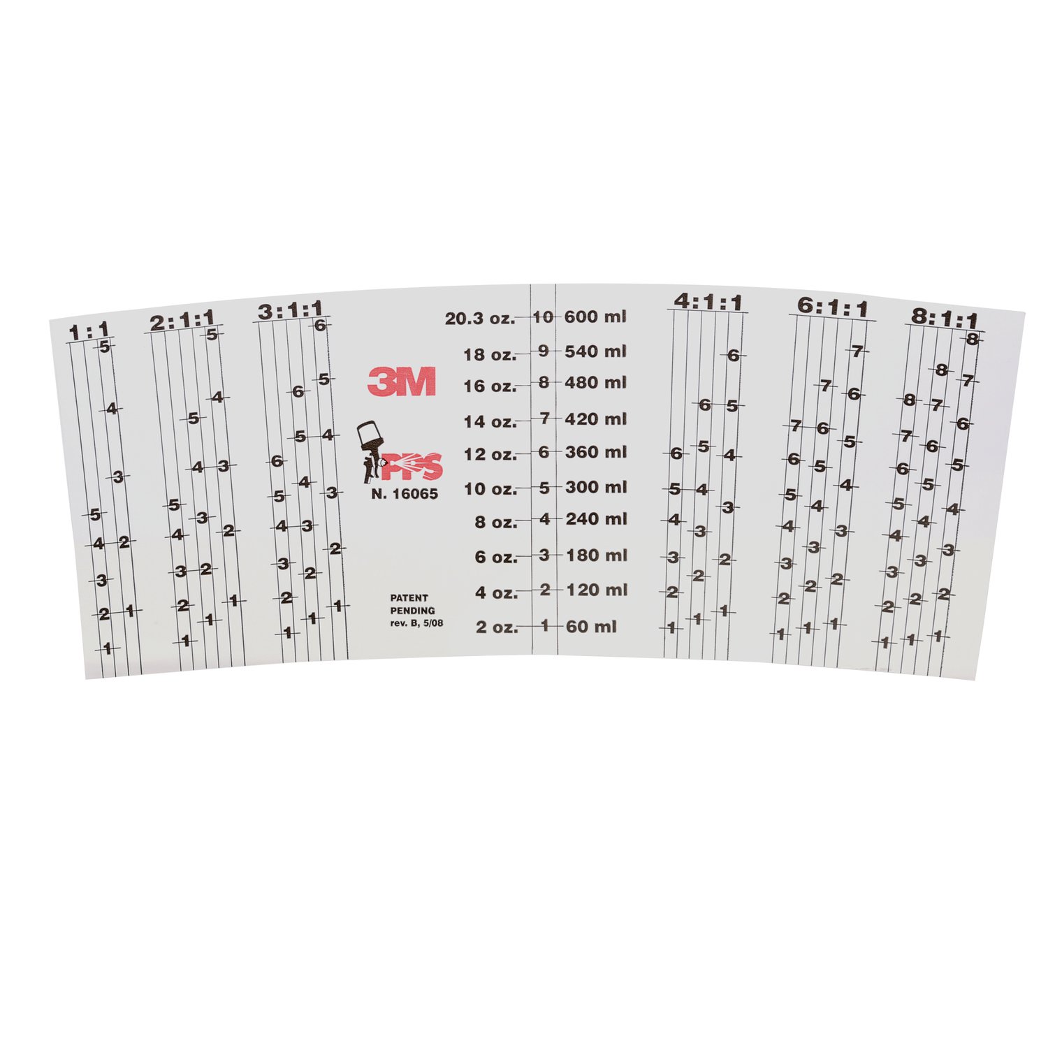 7000120485 - 3M PPS Mix Ratio Inserts, 16065, Standard (22 fl oz), 10 per pack, 10 packs per case