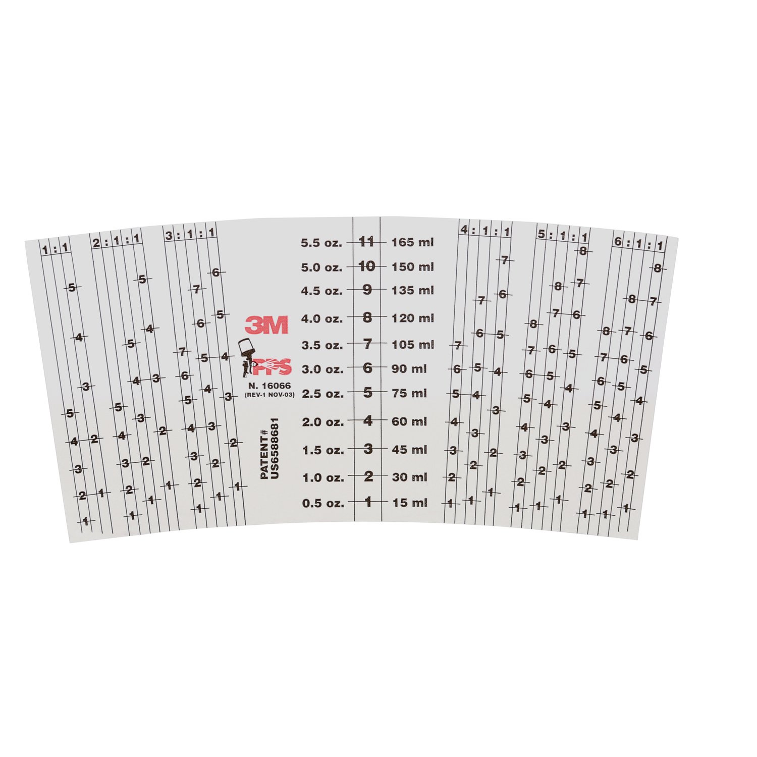 7000120511 - 3M PPS Mix Ratio Inserts, 16066, Mini (6 fl oz), 10 per pack, 5 packs per case