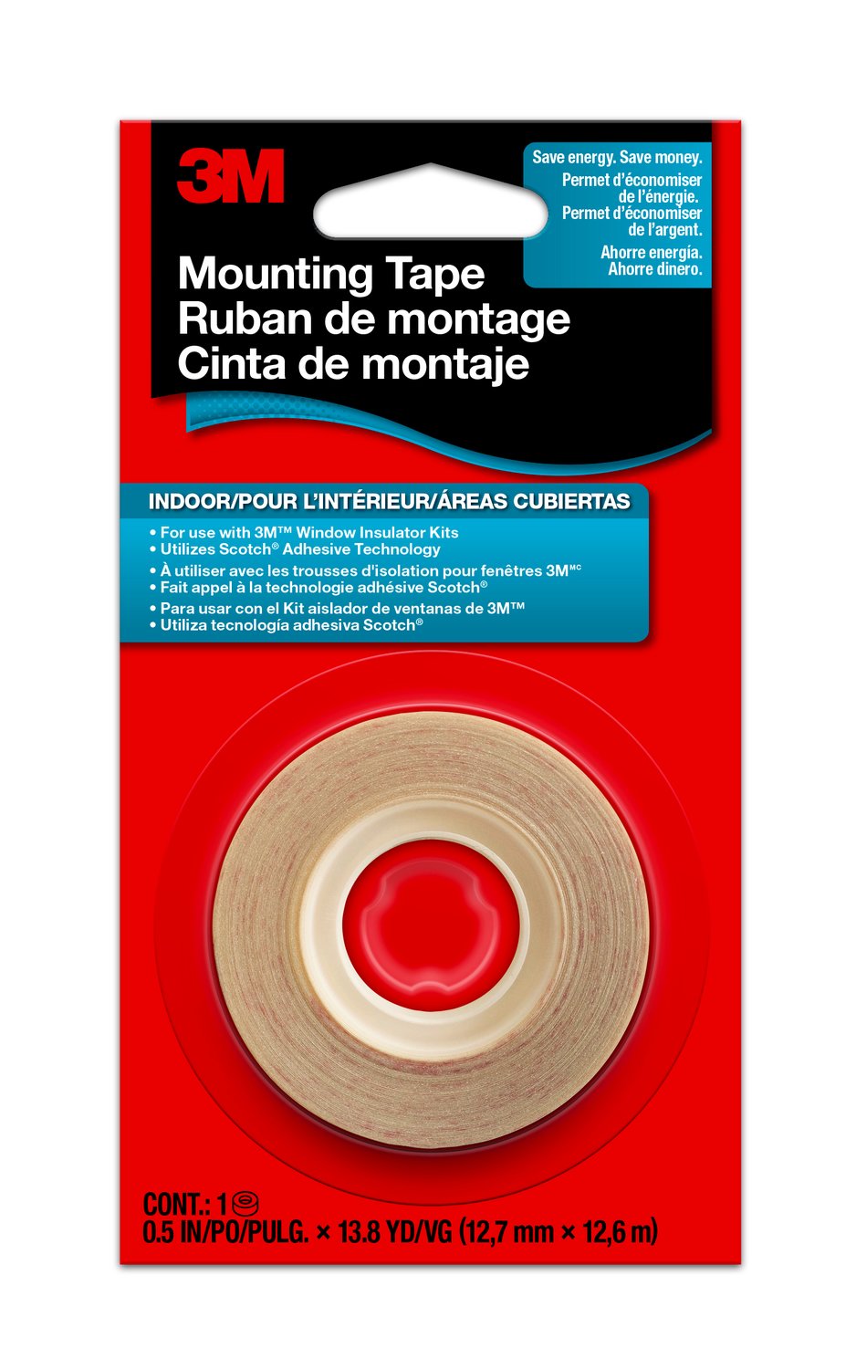 7100075752 - 3M Indoor Window Film Mounting Tape 2145C, 1/2 in. x 13.8 yd., Clear, 1 Roll/Pack