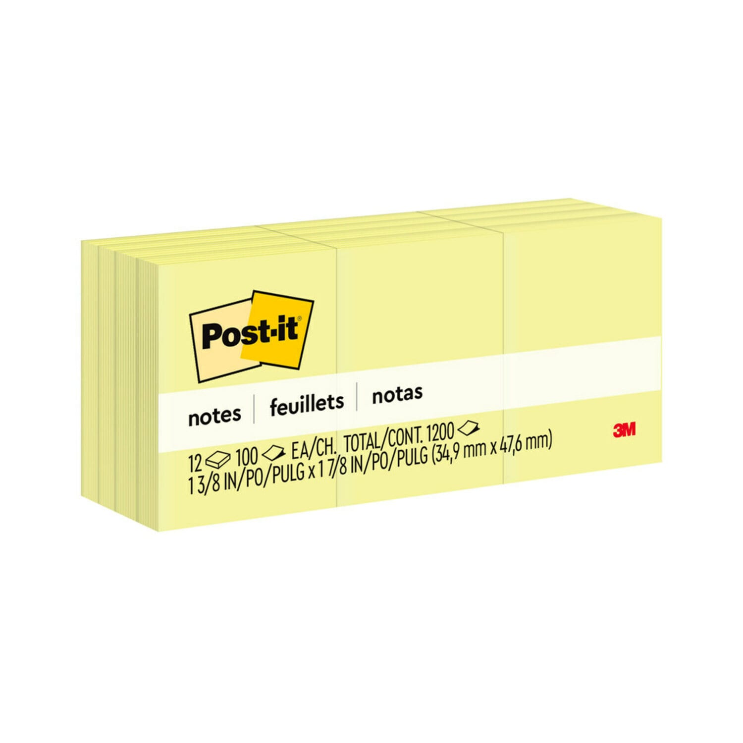 7100229685 - Post-it Products Notes 653, 1 3/8 in x 1 7/8 in (34.9 mm x 47.6 mm), 100% PEFC, SGSCH-PEFC-COC-110078