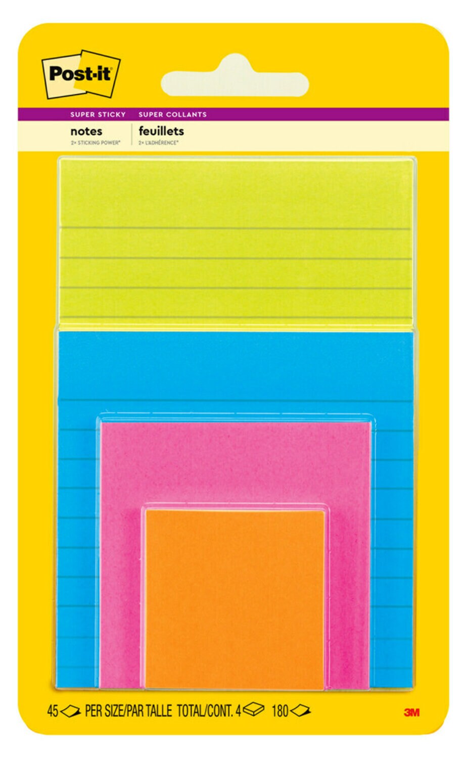 7100242064 - Post-it Super Sticky Notes 4622-SSAU, Multi Sizes, Energy Boost, 100% PEFC, SGSCH-PEFC-COC-110078