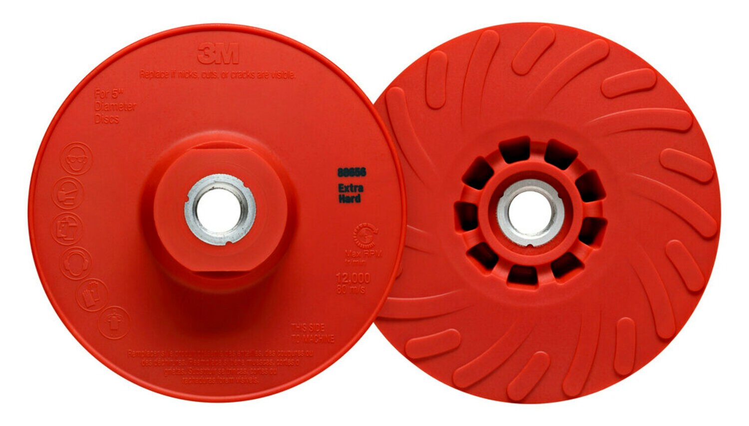7100258733 - 3M Disc Back-up Pad Ribbed, 88656, Extra Hard, Red, 5 in, One Piece, 10 ea/Case