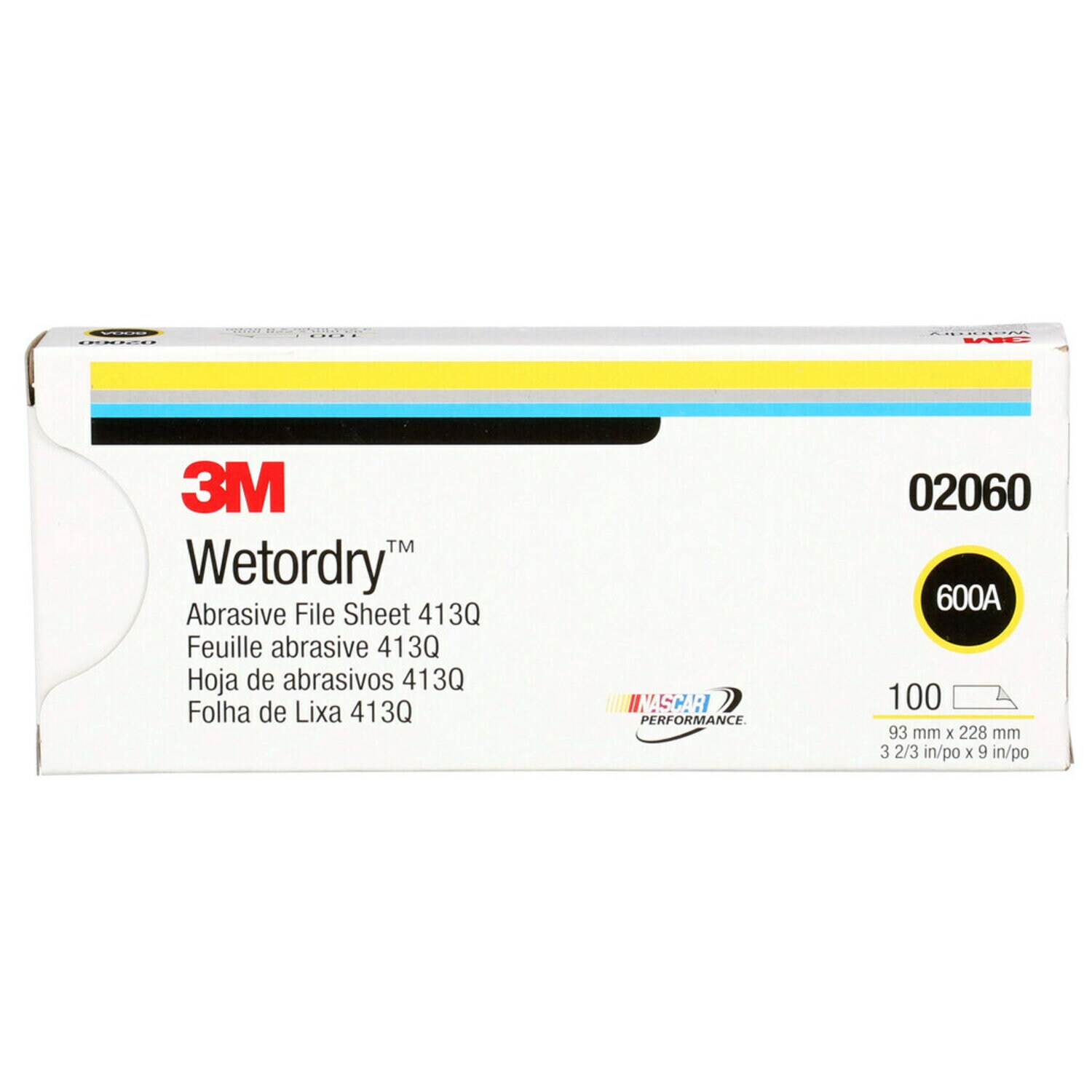 7010363060 - 3M Wetordry Abrasive Sheet 413Q, 02060, 600, 3 2/3 in x 9 in, 100 Sheets/Carton, 10 Cartons/Case