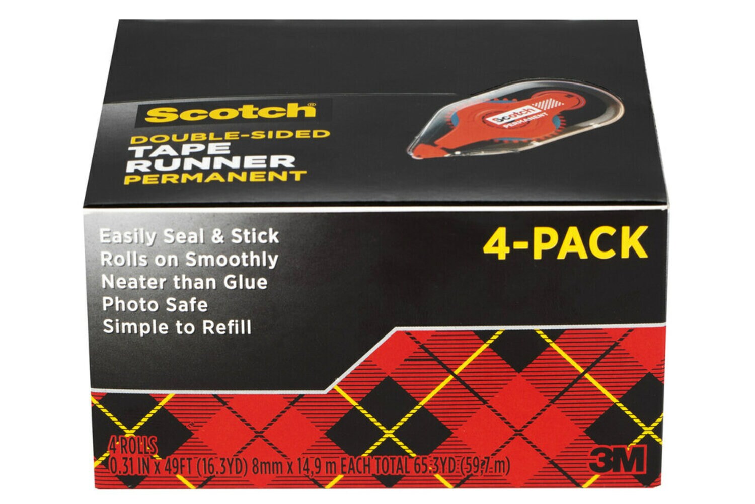 7100238371 - Scotch Tape Runners 6055BNS, .31 in x 16.3 yd (7.92 mm x 14.9 m), Value Pack, 4 Pack