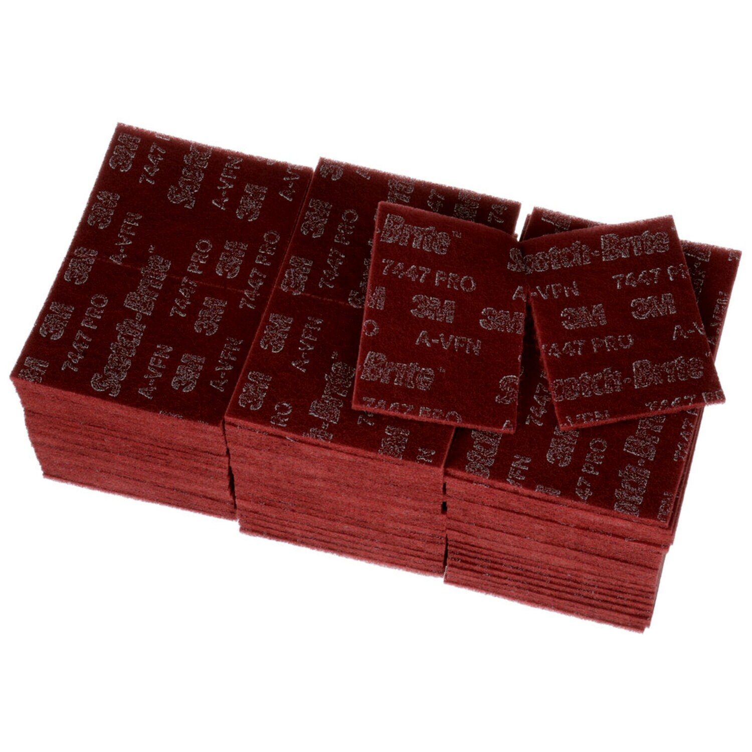 7000027560 - Scotch-Brite Hand Pad 7447B, HP-HP, A/O Very Fine, Maroon, 6 in x 9 in, 60 ea/Case, Bulk