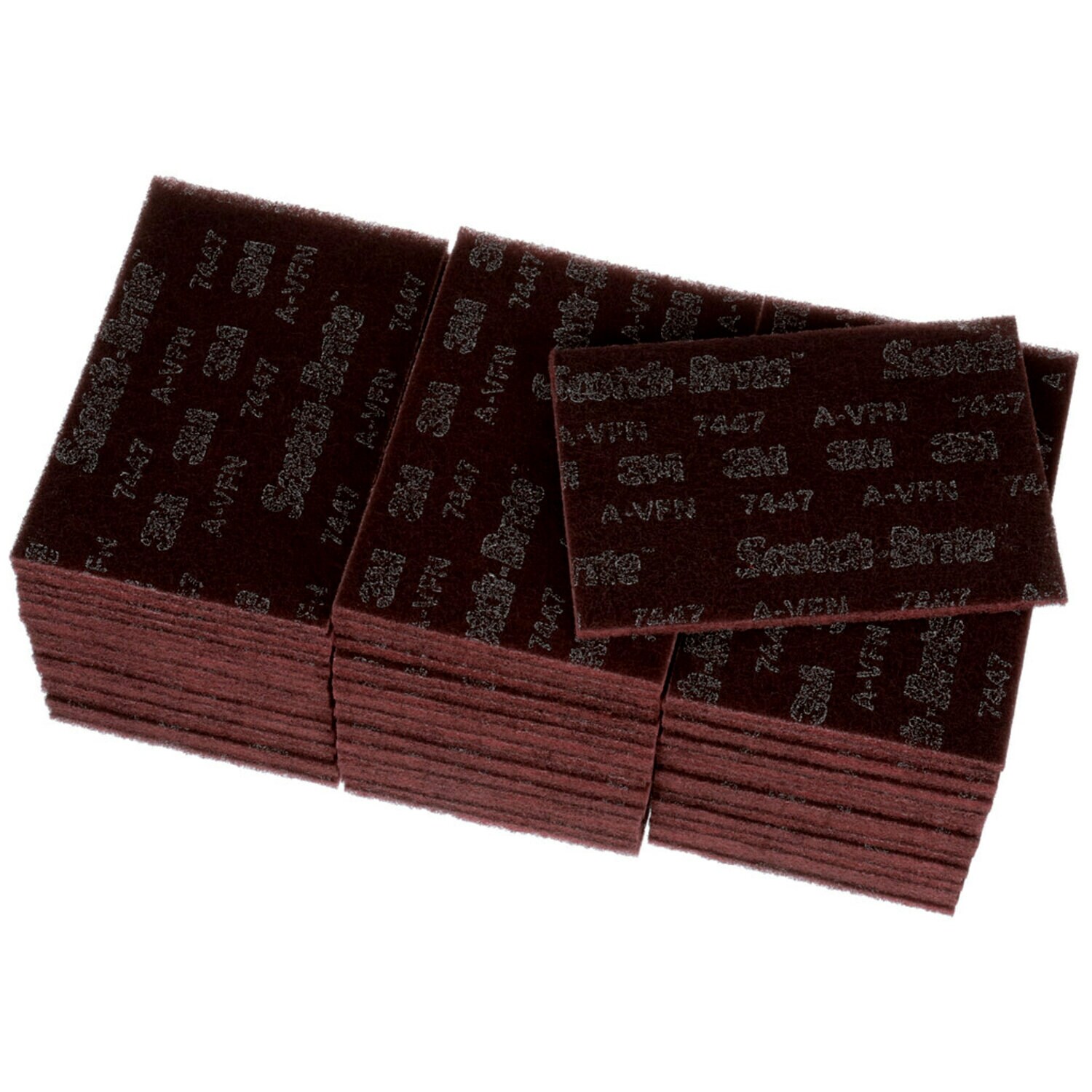 7100112579 - Scotch-Brite Hand Pad 7447B Pro, PO-HP, A/O Very Fine, Maroon, 6 in x 9 in, 60 ea/Case, Bulk