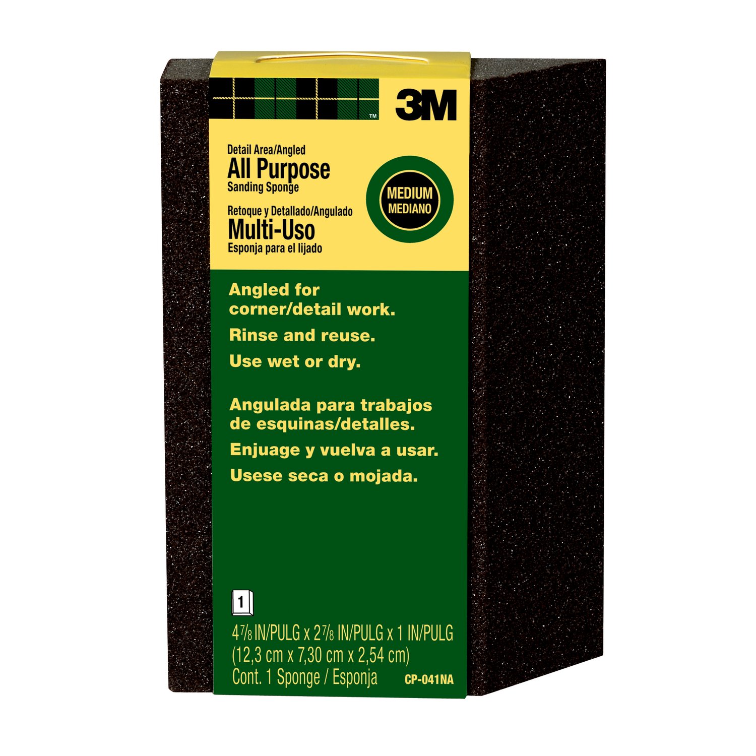 7100101548 - 3M Angled Sanding Sponge CP-041NA, 2 7/8 in x 4 7/8 in x 1 in Medium