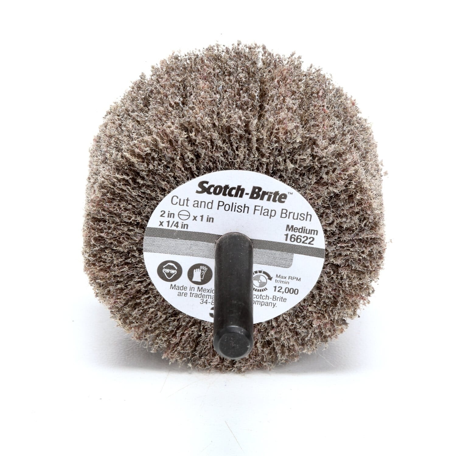 7100190471 - Scotch-Brite Cut and Polish Flap Brush, 12 in x 2 in x 5 in, 7A MED, 1ea/Case