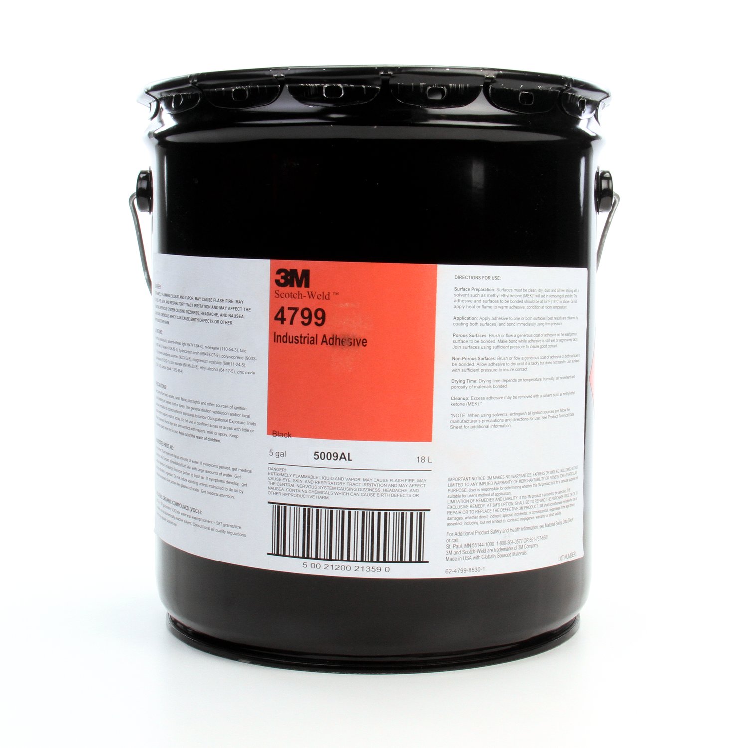 7000000928 - 3M Industrial Adhesive 4799, Black, 5 Gallon Drum (Pail)