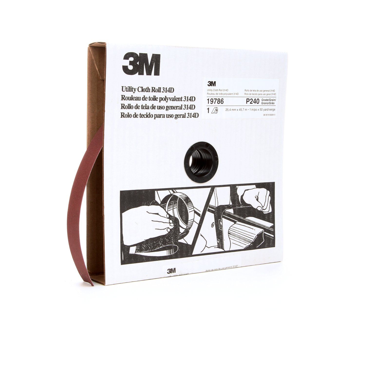 7000118508 - 3M Utility Cloth Roll 314D, P240 J-weight, 1 in x 50 yd, 5 ea/Case