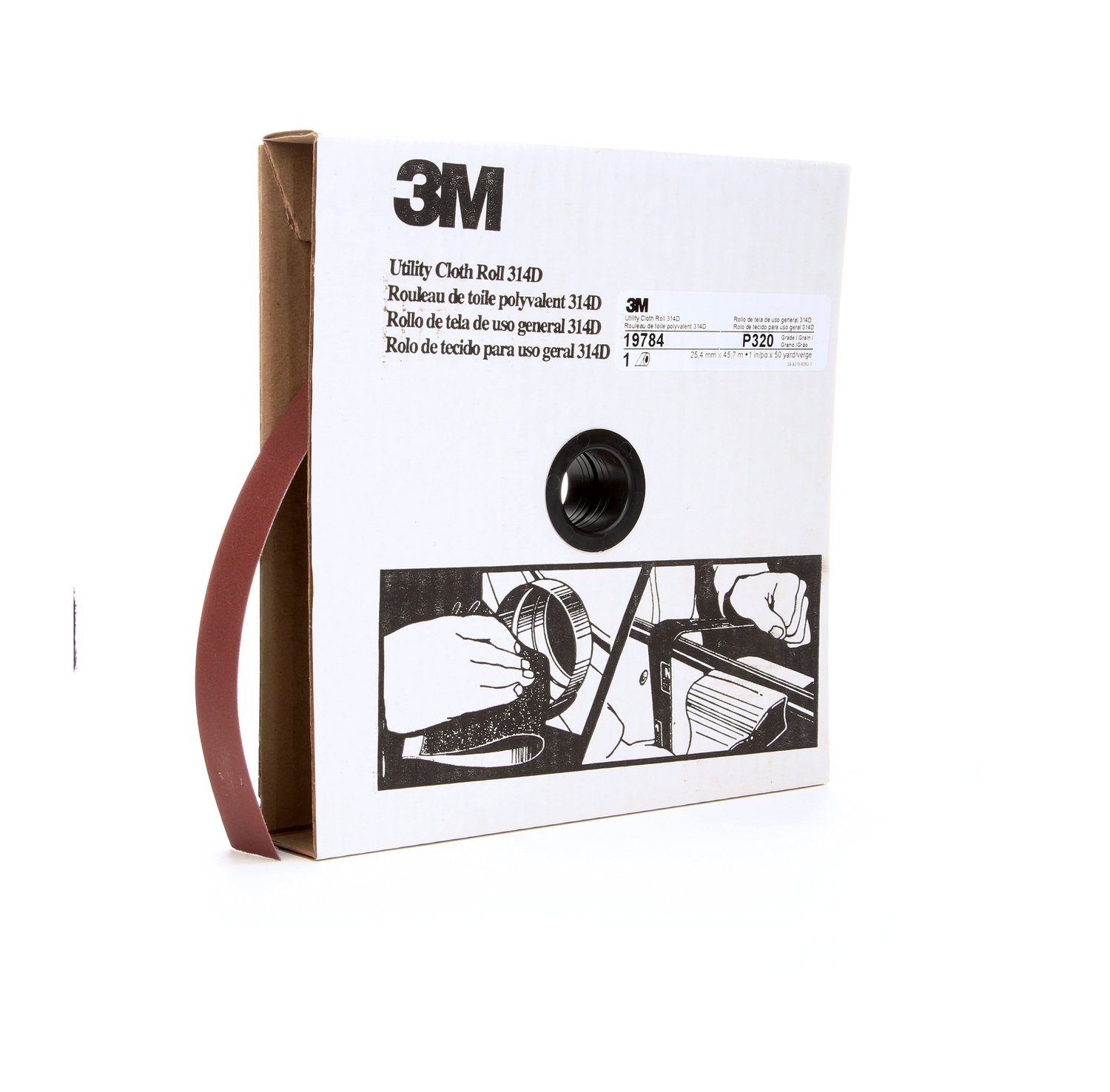 7000118506 - 3M Utility Cloth Roll 314D, P320 J-weight, 1 in x 50 yd, 5 ea/Case