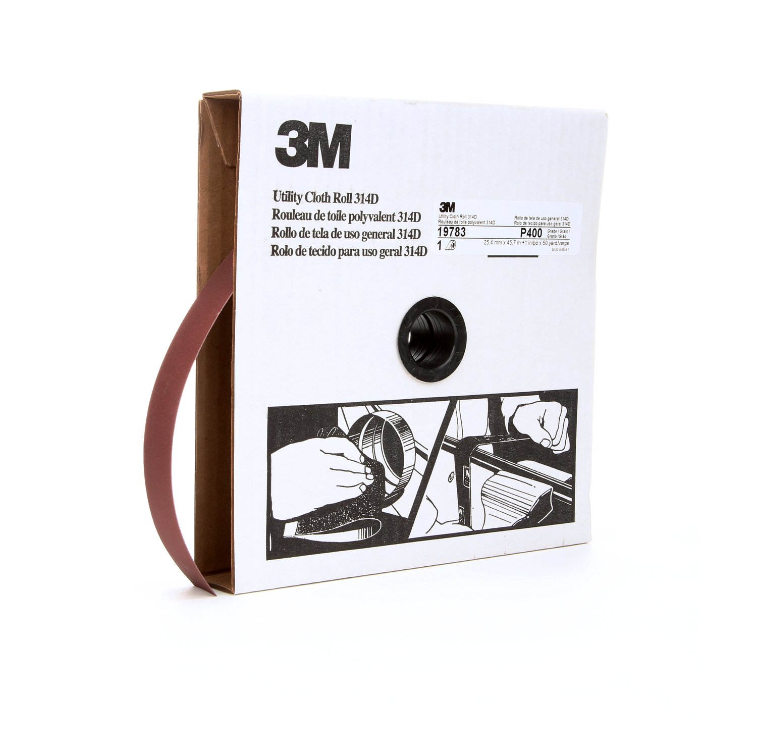 7000118505 - 3M Utility Cloth Roll 314D, P400 J-weight, 1 in x 50 yd, 5 ea/Case