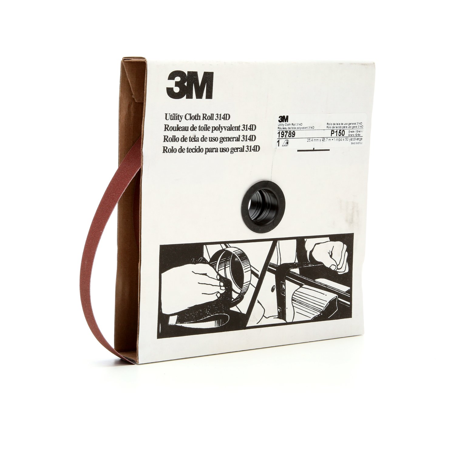 7000118511 - 3M Utility Cloth Roll 314D, P150 J-weight, 1 in x 50 yd, 5 ea/Case