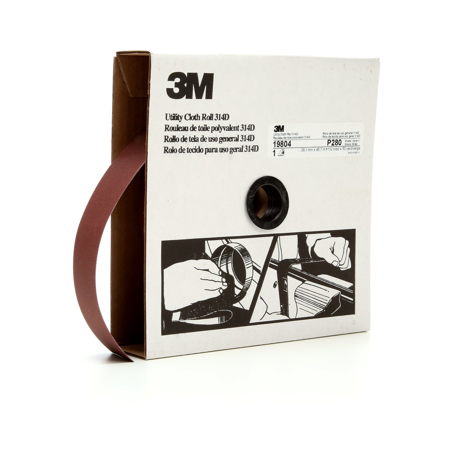 7000118524 - 3M Utility Cloth Roll 314D, P280 J-weight, 1-1/2 in x 50 yd, 5 ea/Case