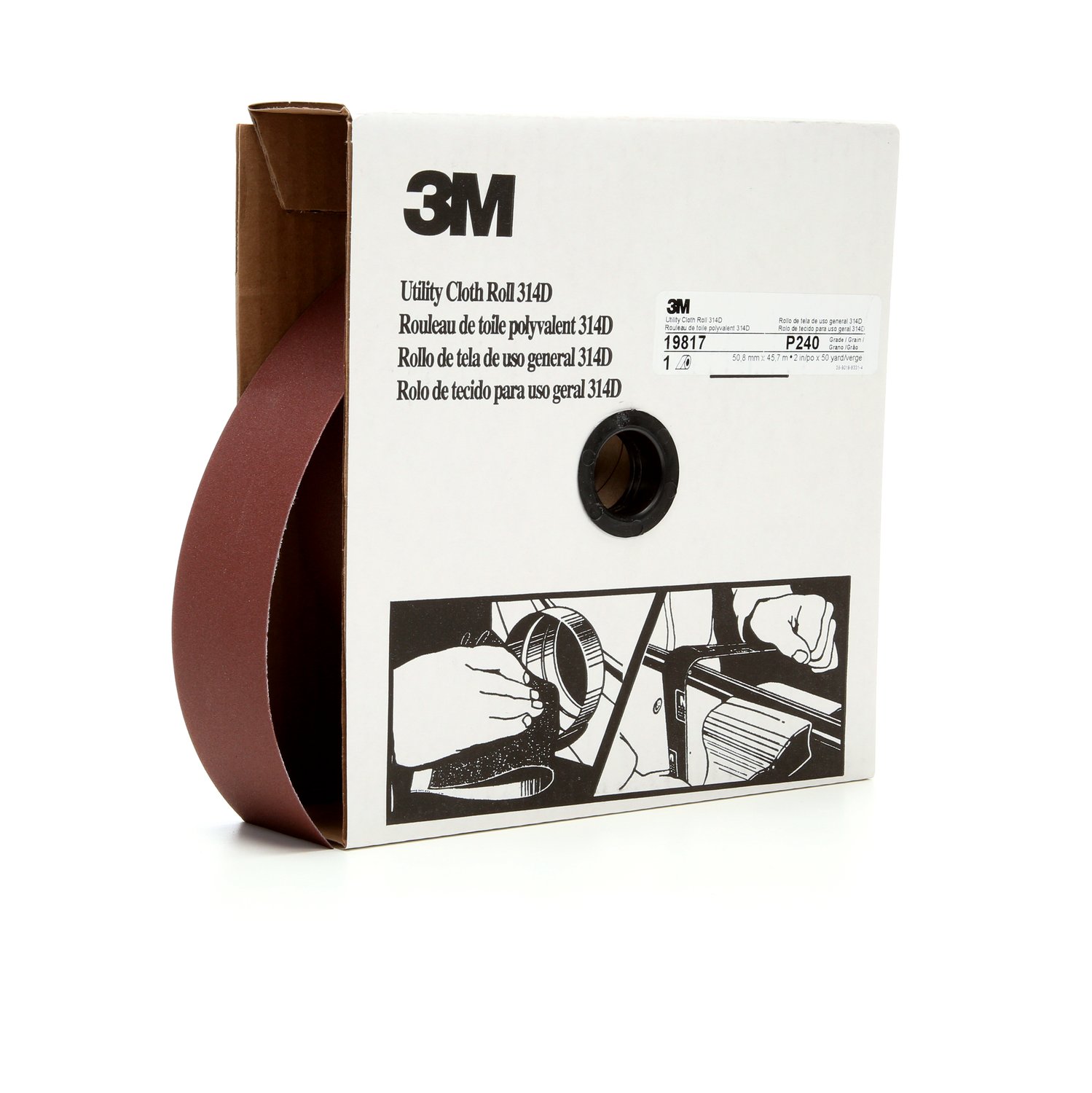 7000118537 - 3M Utility Cloth Roll 314D, P240 J-weight, 2 in x 50 yd, 5 ea/Case