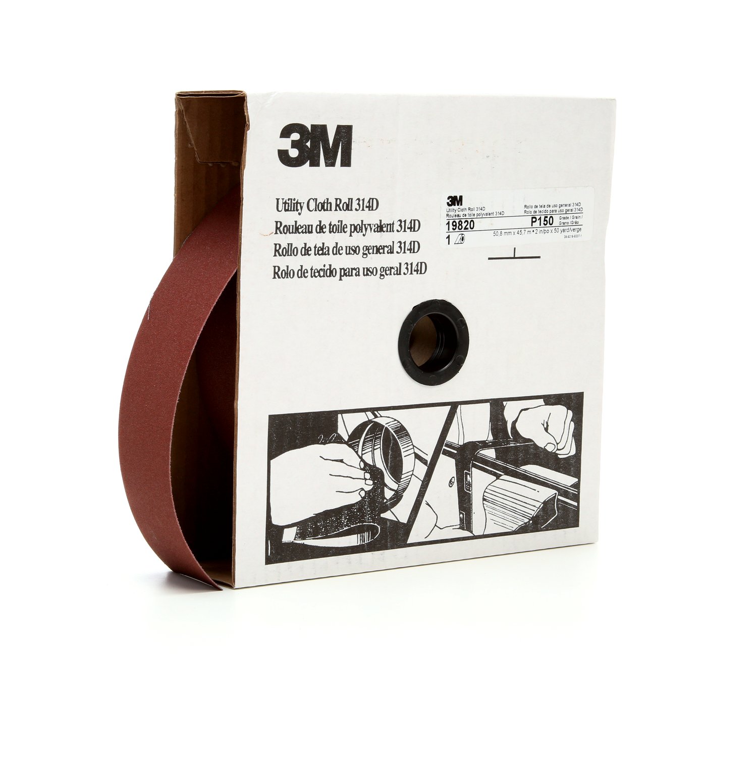 7000118540 - 3M Utility Cloth Roll 314D, P150 J-weight, 2 in x 50 yd, 5 ea/Case