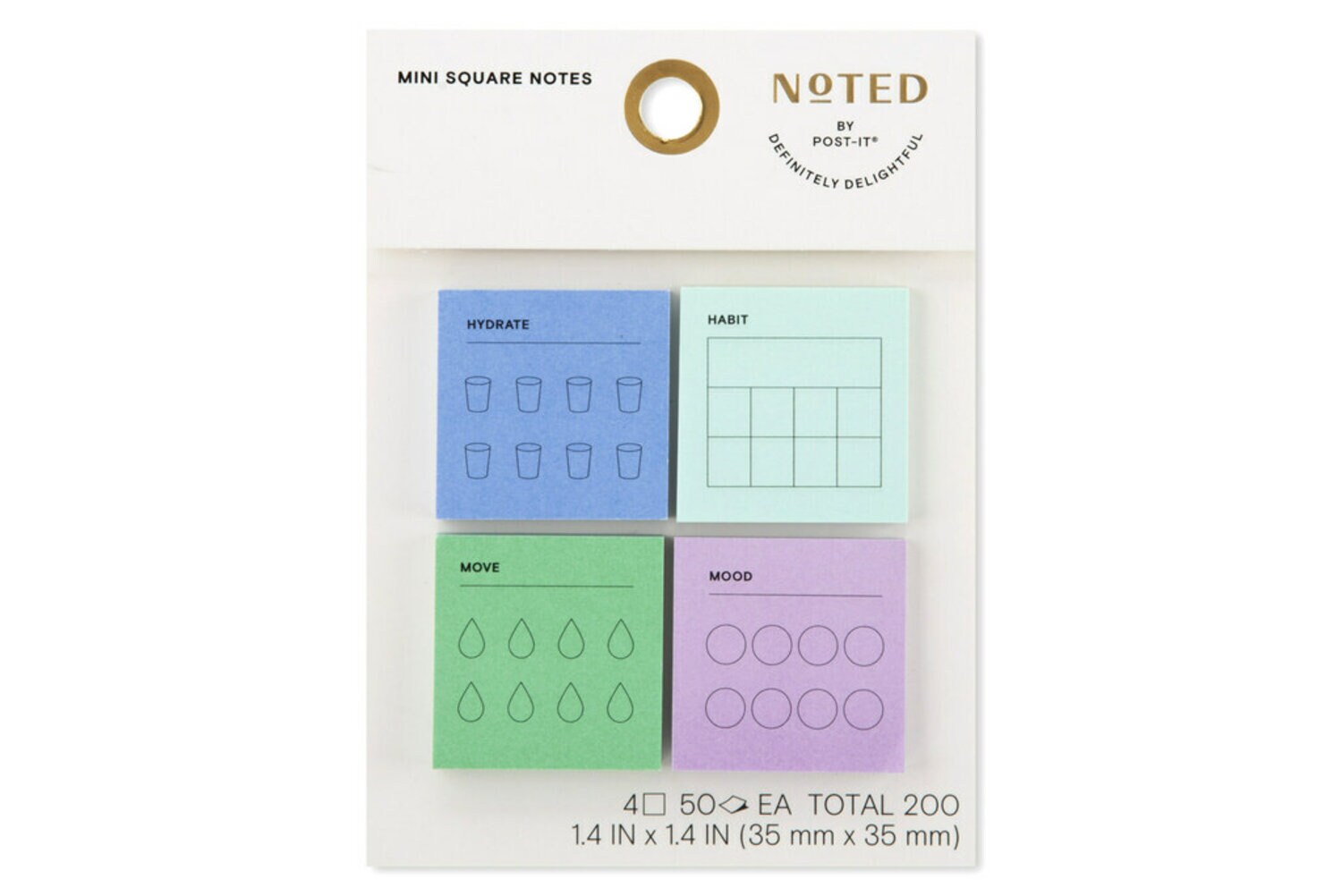 7100256675 - Post-it Printed Notes NTD-MINI-H, 1.4 in x 1.4 in (35.5 mm x 35.5 mm)