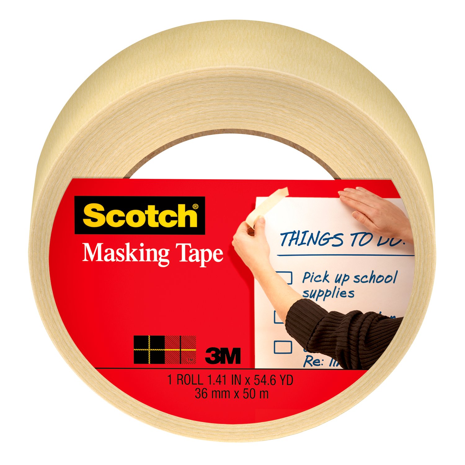 7100080320 - Scotch Masking Tape 3438, 1.41 in x 54.6 yd (36 mm x 50 m)