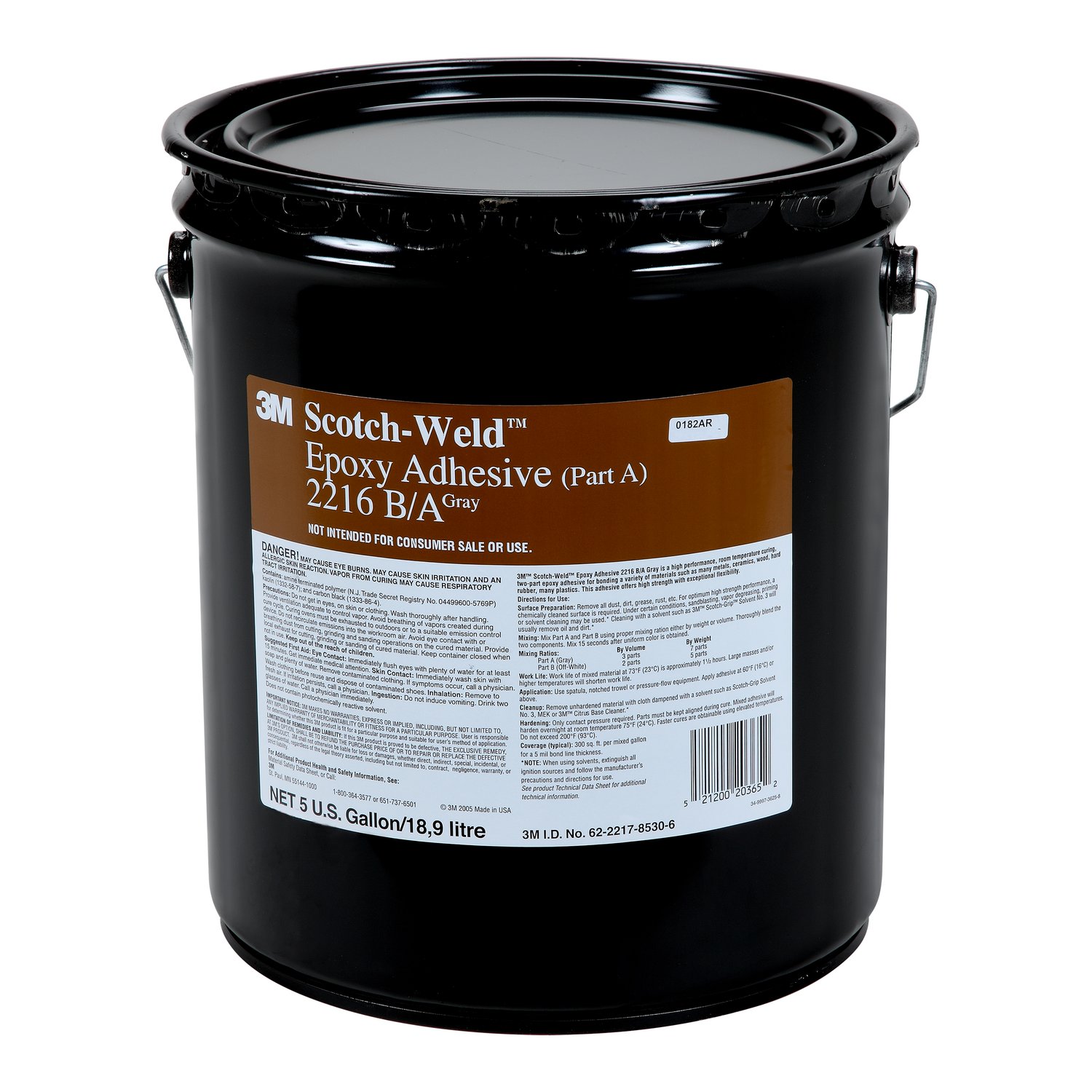 7000046361 - 3M Scotch-Weld Epoxy Adhesive 2216, Gray, Part A, 5 Gallon (Pail), 1 Can/Drum